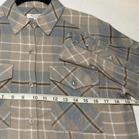 Rag & Bone Cruz Shirt Beige and Gray Plaid Shirt Size Small - Picture 7 of 10